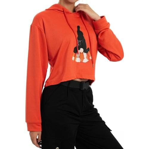 Womens Sweatshirt Cute Gnome Print Hoodies,2021 Autumn New Fashion Casual Long Sleeve Drawstring Loose Pullover Sweatshirts