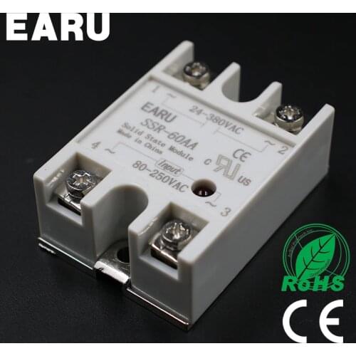 Solid State Relay Module SSR-60AA SSR-600 AA SSR 60A 80-250VAC Input to 24-380VAC Output Industry Control