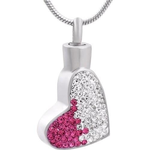 Cremation Ash Urn Pendant Jewelry for Women Accessories Hot Selling 316L Stainless Steel Two Tone Crystal Heart Memorial