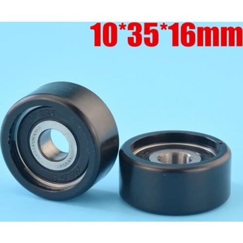 1pcs 10*35*16mm POM bearing pulley, flat roller, PA66 nylon wheel, 6200 silent bearing plastic roller
