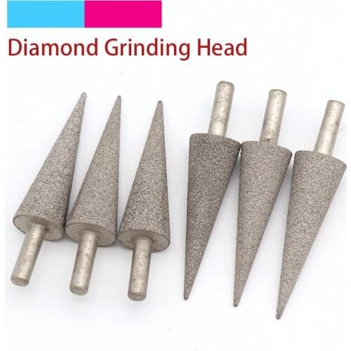 1pcs 100 Grit Diamond Brazed Grinding Head Needle 6mm Shank Bits Burrs Metal Stone Jade Engraving Carving Tools Tip Needle