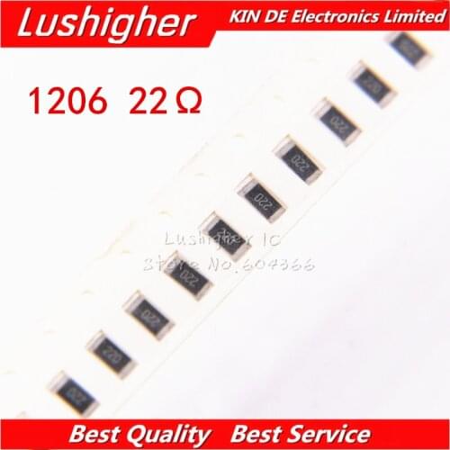 100PCS 1206 SMD Resistor 5% 22 Ohm 220 22ohm