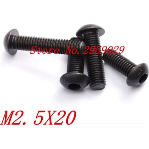 1000PCS ISO7380 m2.5*20 M2.5 x 20mm Steel with black hex hexagon socket button head screw
