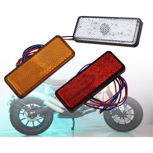 12V 2pcs Amber Red White LED Reflector Rear Tail Brake Stop Warning Side Marker Light For Jeep Truck Trailer Motorcycle Scooter