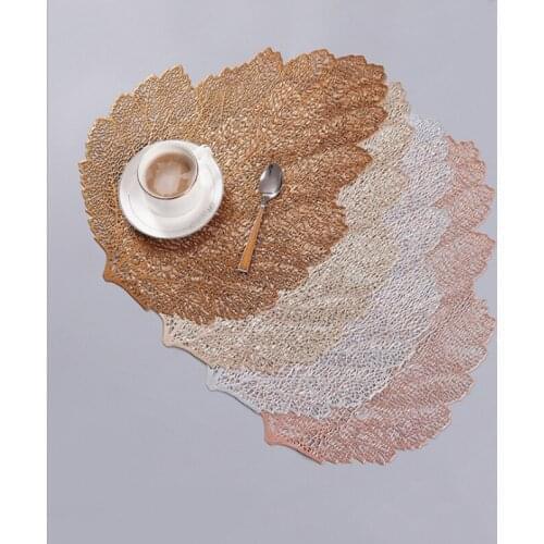 20pcs Dining Table Placemat Leaf Pattern Kitchen Plant Coffee Table Mats Cup Coasters Plate Coasters Home Decor