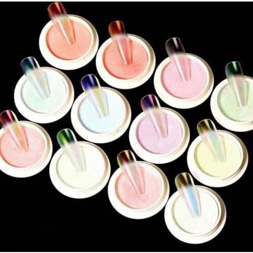 30Set/Lot Solid Aurora Ice Through Unreal Color Mermaid Shell Fairy Powder Fairy Magic Mirror Nail Glitter HA2278