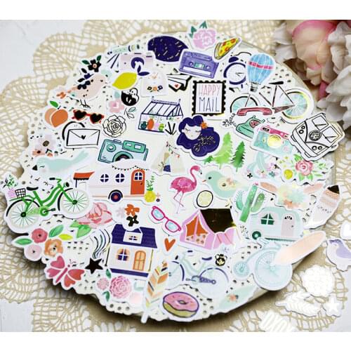 66 pcs Happy Mail Colorful Cardstock Die Cut Stickers for Scrapbooking Happy Planner/Card Making/Journaling Project Craft