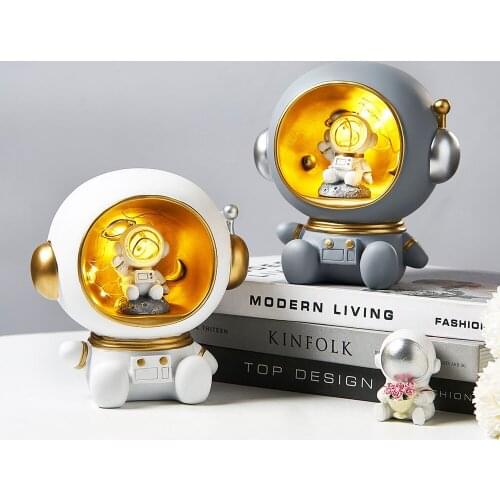 Astronaut creative luminous resin ornament lovely character model Nordic home interior decoration accessories sculpture gift