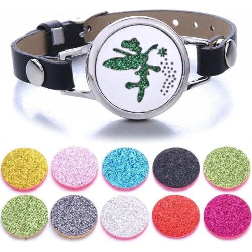 Flower Fairy Aroma Diffuser Bracelet Aromatherapy Essential Oil Diffuser Locket Bracelets Genuine Leather Wrap Bracelet Couples