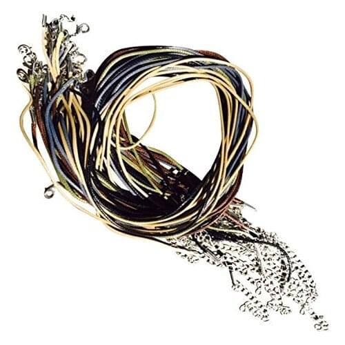 100pcs 1.5mm Mixed Colors Wax Leather Cord Rope Necklace Chain with Lobster Claw Clasp for Jewelry Making