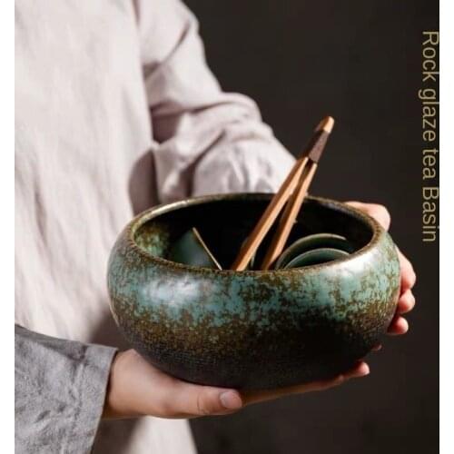 Tea Basin Ceramic Tea Basin Writing-Brush Washer Cup Washing Bowl Household Kung Fu Tea Set Tea Ceremony Tea Wash Accessories