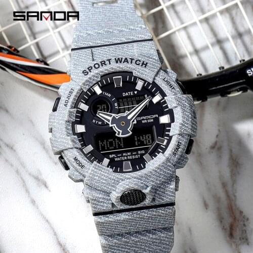 SANDA Women Sport Watches Dual Display Digital Fashion Waterproof Watch Analog Watch Ladies Clock Casual Relogio Feminino 3030