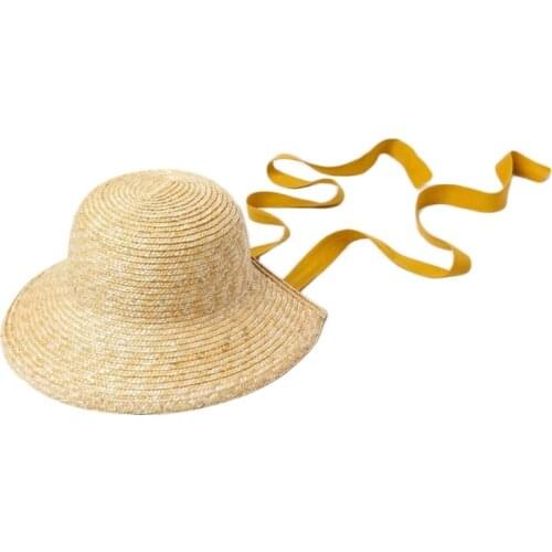 Kids Girls Straw Cap Vintage Style Lightweight Braided Adaptable Straps Fix Little Lady Daily Accessories 066F