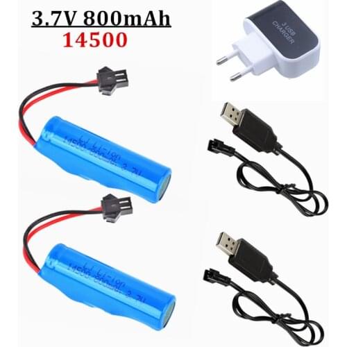 For RC C2 D828 RC Car Parts 14500 SM-2P 3.7v 800mah Li-ion Battery Rechargeable For RC Stunt Dump Car Battery Toys Accessories