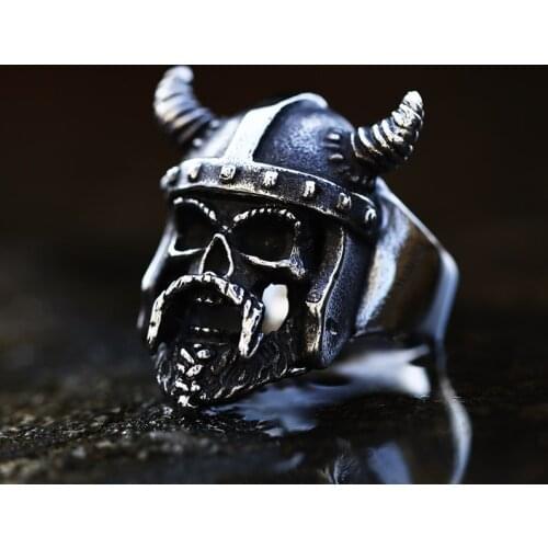 Dropshipping Vikings Nordic Style Horns Helmet Warrior Ring Mens Vintage Jewelry Raven Finger Rings