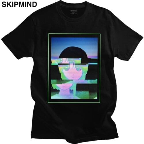 Serial Experiments Lain Tee Shirt Homme Cotton Glitched Iwakura Manga Girl Sci Fi Anime Tshirt Short Sleeve Casual T-shirt Merch