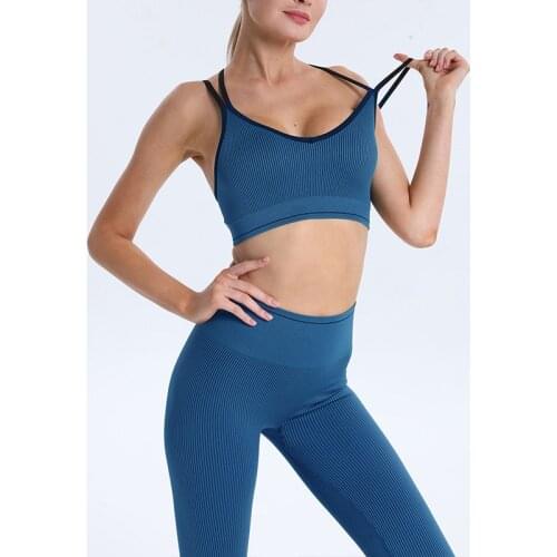 New Seamless Thread Yoga Clothes Women Workout Set High Waisted Sport Leggings Tummy Control Running Pants Fitness Yoga Sets