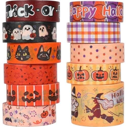 Halloween Holiday Washi Tape - Cute Orange Washi Tape Set, Perfect For, DIY Crafts, Planner, Scrapbook, Gift Packaging