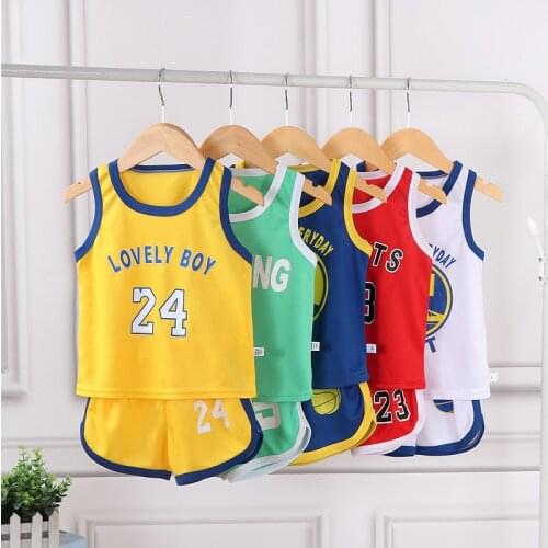 Baby Boys Girls Summer Sports Suit Sets Tank Top+Pants Basketball Two Piece Sets for Children Quick-drying Clothes 1-14Y