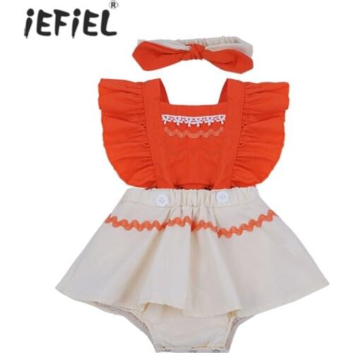 Newborn Baby Girl Clothes Mermaid Costume Sleeveless Princess Ruffle Romper Dress Headband 2Pcs Outfits Cotton Clothes Set