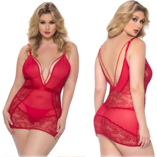Top Fashion Womens Sexy Sling Mesh See-Through Nightdress New Sexy Lingerie Black Red S M L XL XXL Factory Direct Wholesale