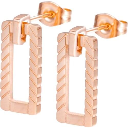 2021 New European style earrings Crystal from Swarovskis Rectangular geometric Titanium steel Fine Jewelry Fit Women