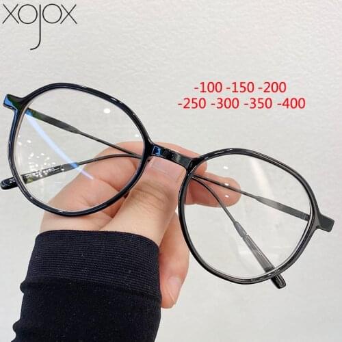 XojoX Round Finished Myopia Glasses Women Men Blu-ray Short Sight Eyewear Retro Nearsighted Diopter -1.0 -1.5 -2.0 -2.5 -3.5