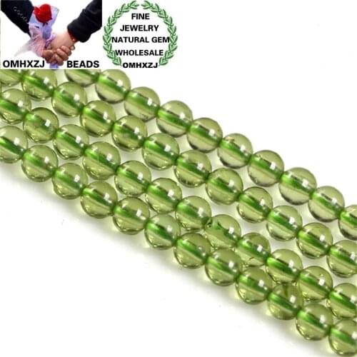 OMHXZJ Wholesale ZB281 345mm DIY Bracelet Necklace Jewelry Making Accessories Components Natural Stone Fine Peridot Round Beads
