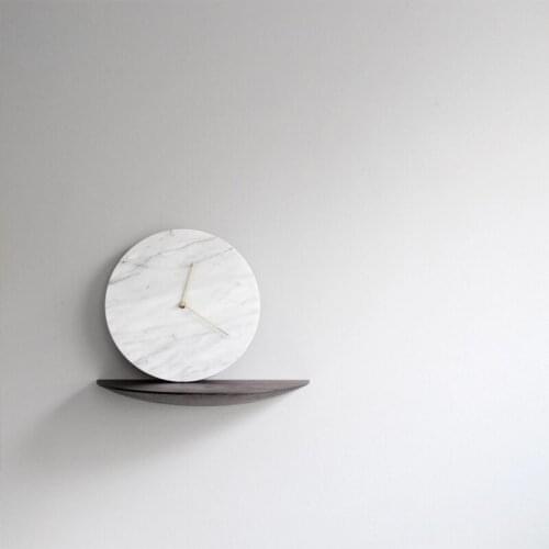 Wholesale Home White Marble Stone Wall Clock Stone and Gold Pointer Modern Wall Clock