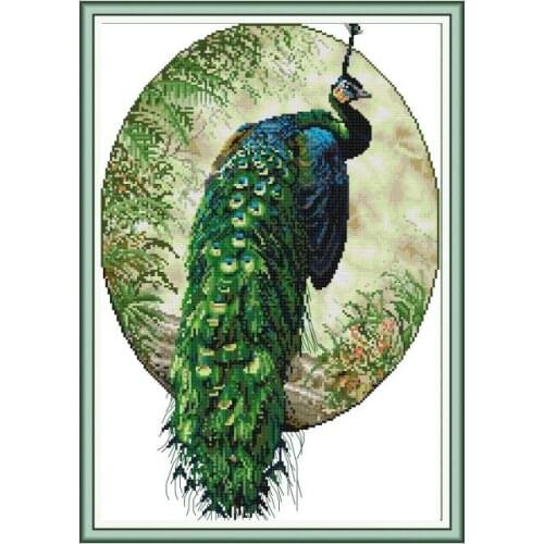 Peacock 4 cross stitch kit aida 14ct 11ct count printed canvas stitches embroidery DIY handmade needlework