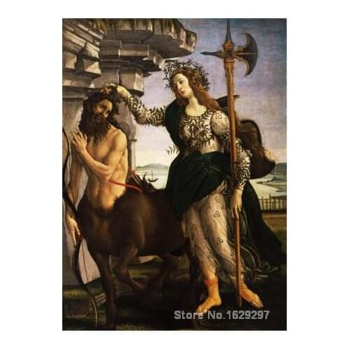 Portrait art abstract PALLAS OR MINERVA AND THE CENTAUR C. by Sandro Botticelli High quality Handmade