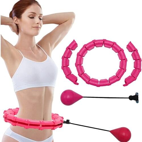 Adjustable Sport Hoops Yoga Smart 24 Sections Detachable Fitness Hoop 2 in 1 Waist Exercise Abdomen Massage 360°Auto-Spinning