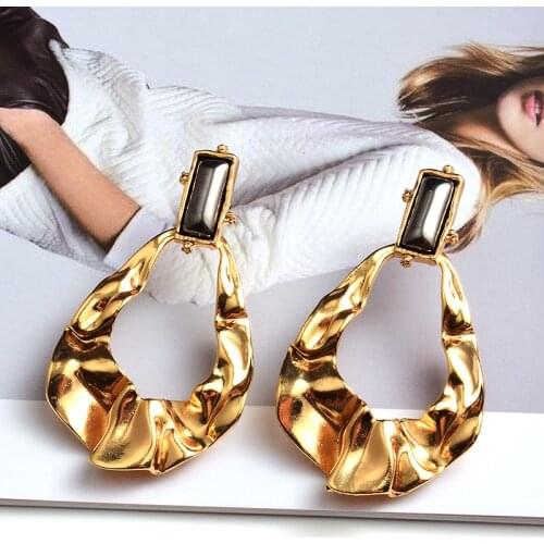 Trendy Metal Alloy Statement Punk Hanging Drops Earring Geometric Pendientes Fashion Gold Jewelry For Women Accessories