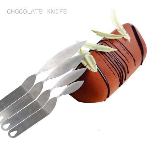 Chocolate Spatula Stainless Steel Chocolate Decorating Knives Leaves Cream Scraper Feather knife Baking Tools Diy Palette Knife