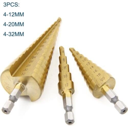 HSS Step Drill Bit for Metal Wood Plastic Multiple Hole Drilling Cone Bit Set
