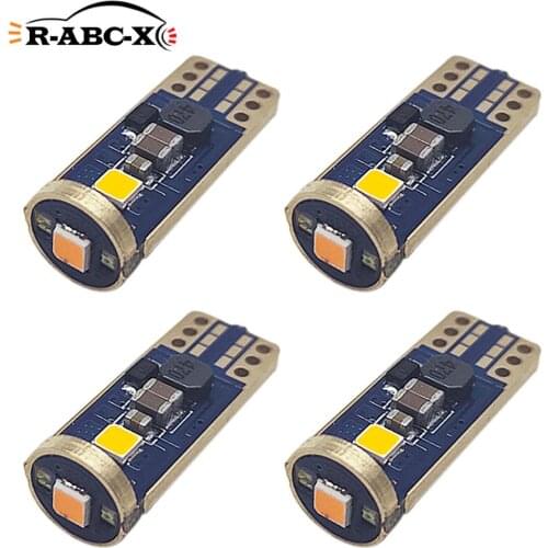 4 pcs Canbus T10 w5w led bulb Car Interior Reading Dome Lamp auto dashboard trunk license plate light 450lm 24-48V yellow