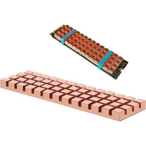 Pure Copper Heatsink Cooler Heat Sink Thermal Conductive Adhesive for M.2 NGFF 2280 PCI-E NVME SSD 70x20MM Thickness 1.5/2/3/4MM
