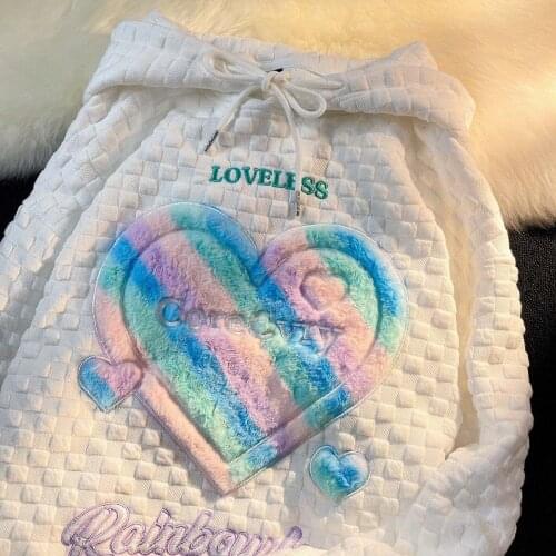 Waffle Luxury Womens Sweatshirts with Hood Kpop Oversized Hoodies Kawaii Womens Tracksuit Loose Pullover Woman Clothes S-2XL