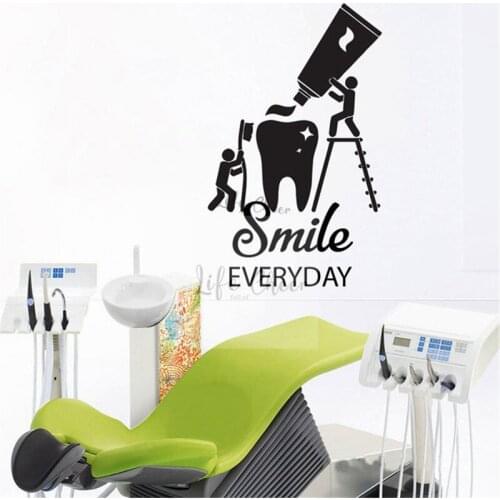 Simle Everyday Quote Wall Sticker Dental Clinic Decor Vinyl Teeth Brush Wall Poter Bathroom Wall Mural Dental Care Decal AC049
