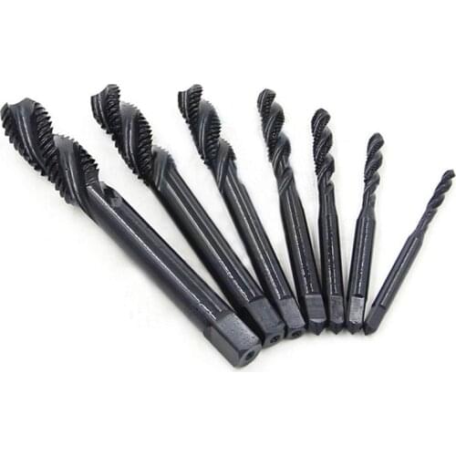 High quality New 7pcs Spiral Hand Thread Tap Screw Spiral Point Thread Metric Plug Drill Bits M3 M4 M5 M6 M8 M10 M12 Hand Tools