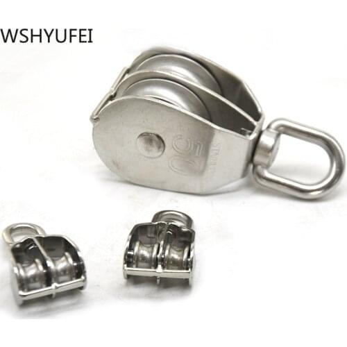 High quality stainless steel heavy duty steel M15/20/25/32/50/75 double wheel rotary lifting rope pulley assembly