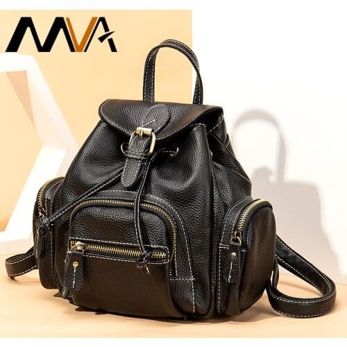 MVA Womens Genuine Leather Backpack Female Leather Stylish Trend Backpacks For Women 2020 Casual Woman Bag Fashion Travel 9579