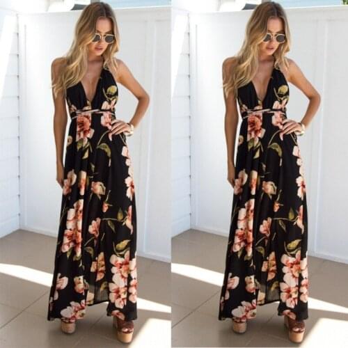 Summer dress 2021 Floral Vestidos Mujeres Sexy Maxi Dress Long Pleated Dresses Backless robe femme robe longue evenning-dress