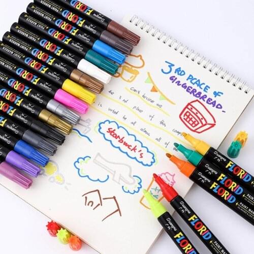 1PC Colorful Marker Pen Waterproof Lasting Markers Tire Tread Rubber Fabric Paint Metal Face Painting Graffiti Marker Pen