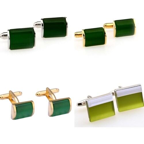10pairs/lot Classic Green Opal Cufflinks Arch Shape Green Cats Eye Stone Cuff Link Business Style Mens Jewelry Accessory