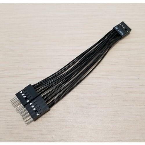 10pcs/lot Motherboard Audio HD Extension Cable 9Pin 1 Female to 2 Male Y Splitter Cable Black for PC DIY 10cm