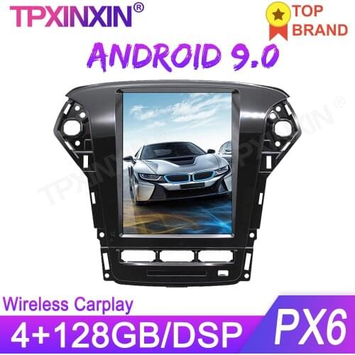 128G Android 9.0 For Ford Mondeo/Fusion MK4 11-13 Tesla Style Car GPS Navigation Stereo Head Unit Multimedia Player Auto Radio