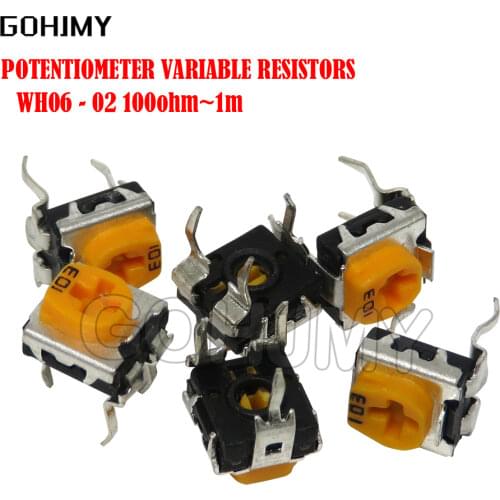 20PCS WH06-2C 100 200 500 1K 2K 5K 10K 20K 50K 100K 200K 500K 1M ohm Trimmer Potentiometer variable resistors WH06