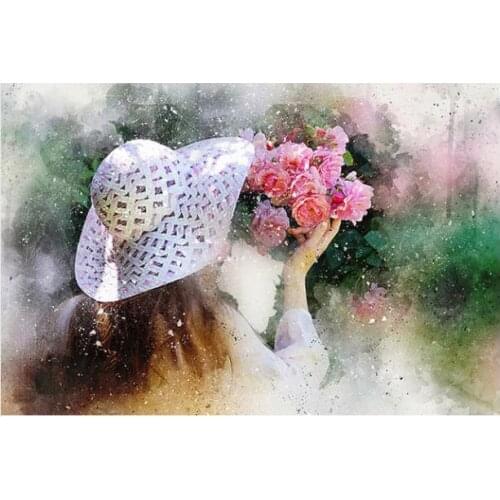 5D DIY Square Full Drill Diamond Embroidery Girl Full Round Diamond Painting Flowers Cross Stitch Diamond Crystal Wall Painting