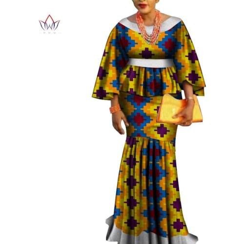 Africa Two Piece Set For Women Fashion 2020 Dashiki Lace edge African Clothes Bazin Plus Size Lady Clothing for Party WY3462